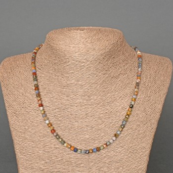 שרשרת חרוזי סודלייט מאבן טבעית, בצורת קובייה מלוטשת, קוטר כ-4 מ״מ, אורך כ-48 ס״מ