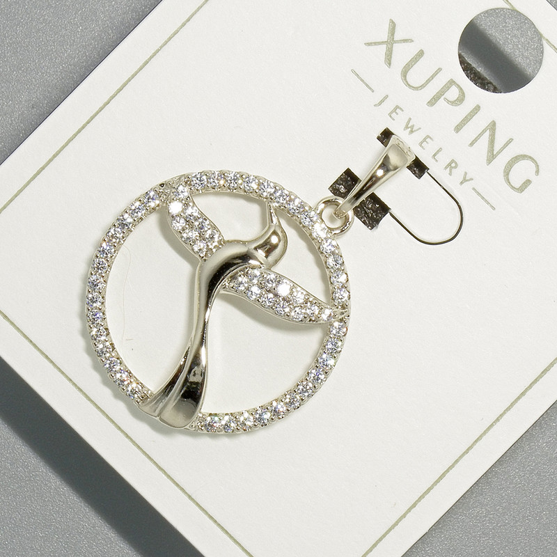 תליון «ציפור» Xuping עם זרקונים לבנים, קוטר 22 מ״מ ±, אורך 31 מ״מ ±, ציפוי רודיום