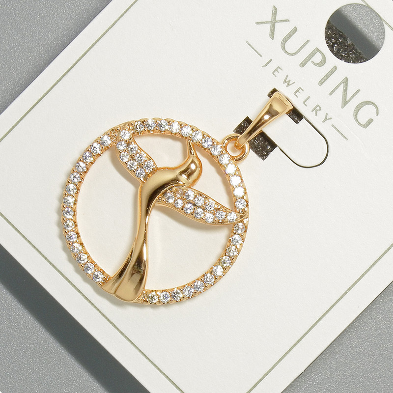 תליון «ציפור» Xuping עם זירקונים לבנים, קוטר 22 מ״מ, אורך 31 מ״מ, ציפוי זהב 18K