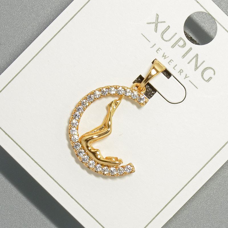 תליון «נערה» Xuping עם אבני זירקון לבנות, קוטר 15×19 מ״מ, אורך 26 מ״מ, זהב מצופה 18K
