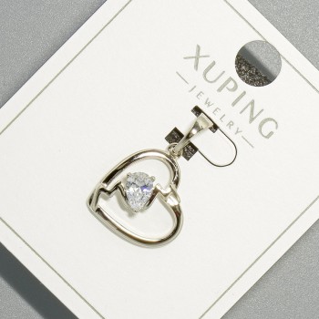 תליון «לב» Xuping עם קריסטל לבן, קוטר 15×14 מ״מ, 5 מ״מ ±, אורך 23 מ״מ ±, ציפוי ורודיום