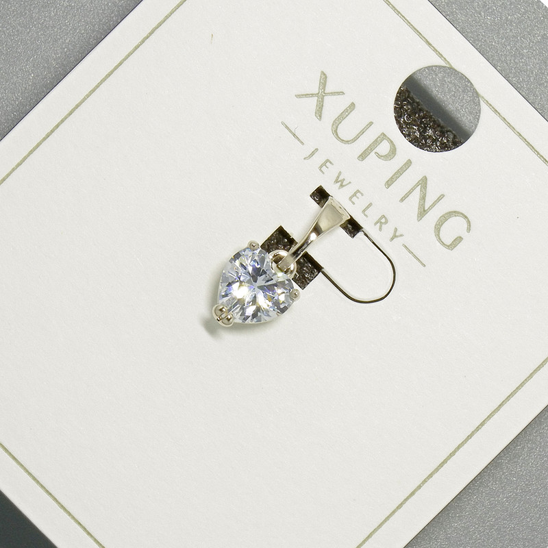 תליון «לב» Xuping עם קריסטל לבן, קוטר 6 מ״מ+- אורך 14 מ״מ+- ציפוי רודיום