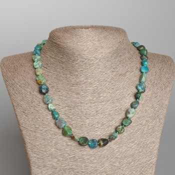 מחרוזת כריזוקולה – אבן טבעית, חרוזים חתוכים, קוטר 8×10 מ״מ ±, אורך 48 ס״מ ±