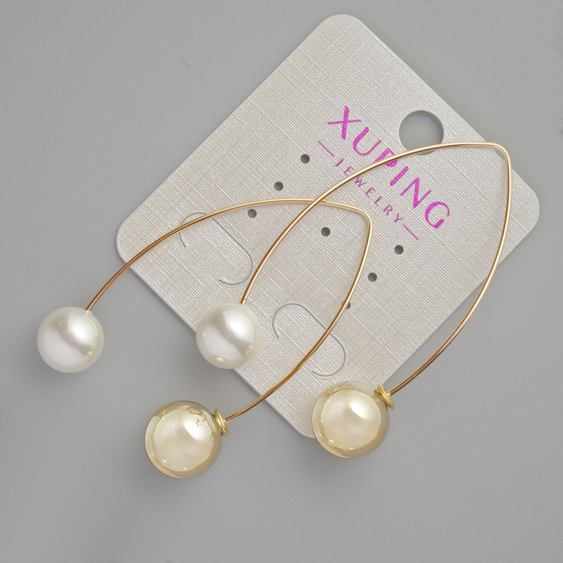 עגילים Xuping עם פנינת מאיורקה, קוטר 10 מ״מ, 12 מ״מ+-, אורך 53 מ״מ+-, זהב מצופה 18K