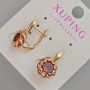 עגילי Xuping עם קריסטל אדום, בקוטר 20×10 מ״מ, ציפוי זהב 18 קראט