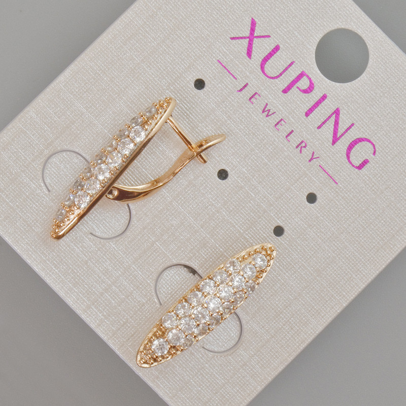 עגילים Xuping עם זירקונים לבנים, קוטר 23×6 מ״م, ציפוי זהב 18K