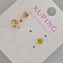 עגילי סטוד Xuping עם קריסטל צהוב, קוטר כ-5 מ״מ — ציפוי זהב 18K