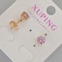 עגילי סטוד Xuping עם קריסטל סגול, קוטר 7 מ"מ +- ציפוי זהב 18K