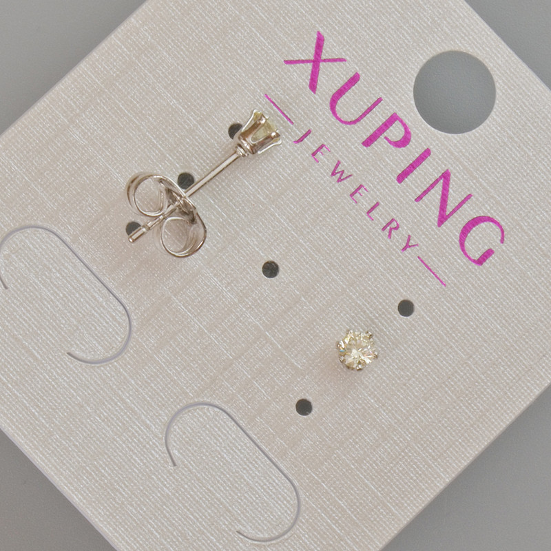 עגילי סטוד Xuping עם קריסטל צהוב, קוטר 3.5 מ״מ ± רודיום