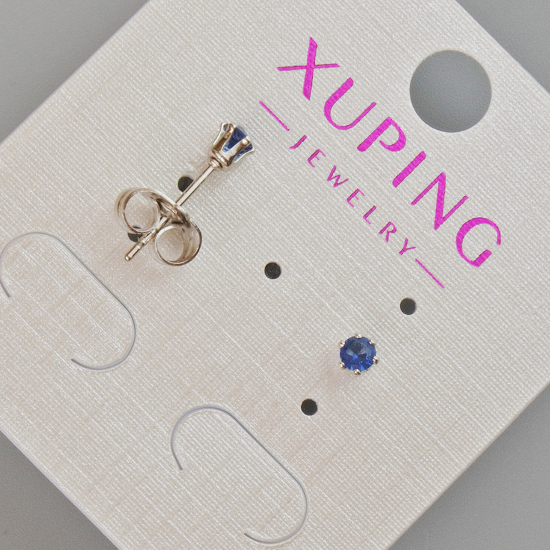 עגילי סטוד Xuping עם קריסטל כחול, קוטר כ-3.5 מ״מ ± רודיום