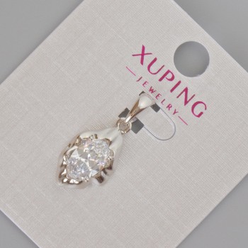 תליון Xuping עם קריסטל לבן, קוטר 24×11 מ״מ +- ציפוי רודיום