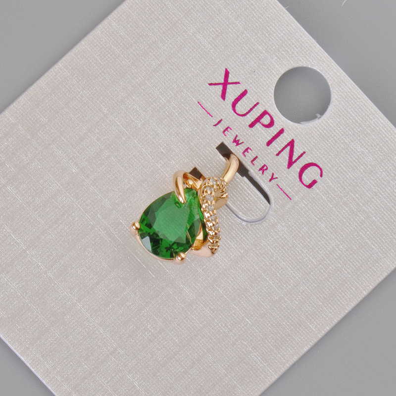 תליון Xuping עם קריסטל ירוק ואבני זרקונים לבנות, קוטר 16×10 מ״מ ± ציפוי זהב 18K