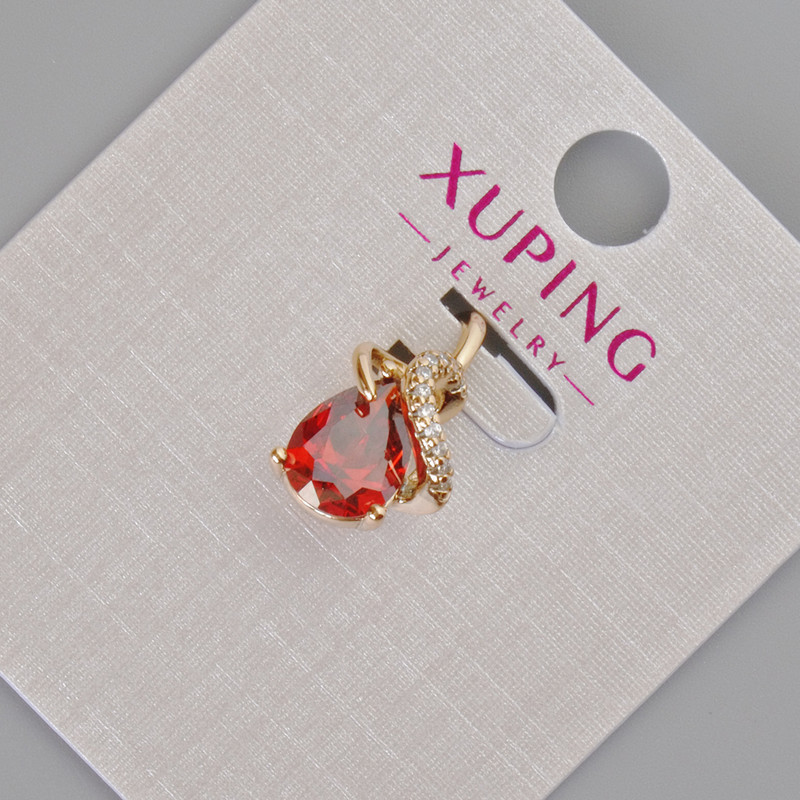 תליון Xuping עם קריסטל אדום וסטראזים לבנים, קוטר 16×10 מ״מ ± זהב מצופה 18K