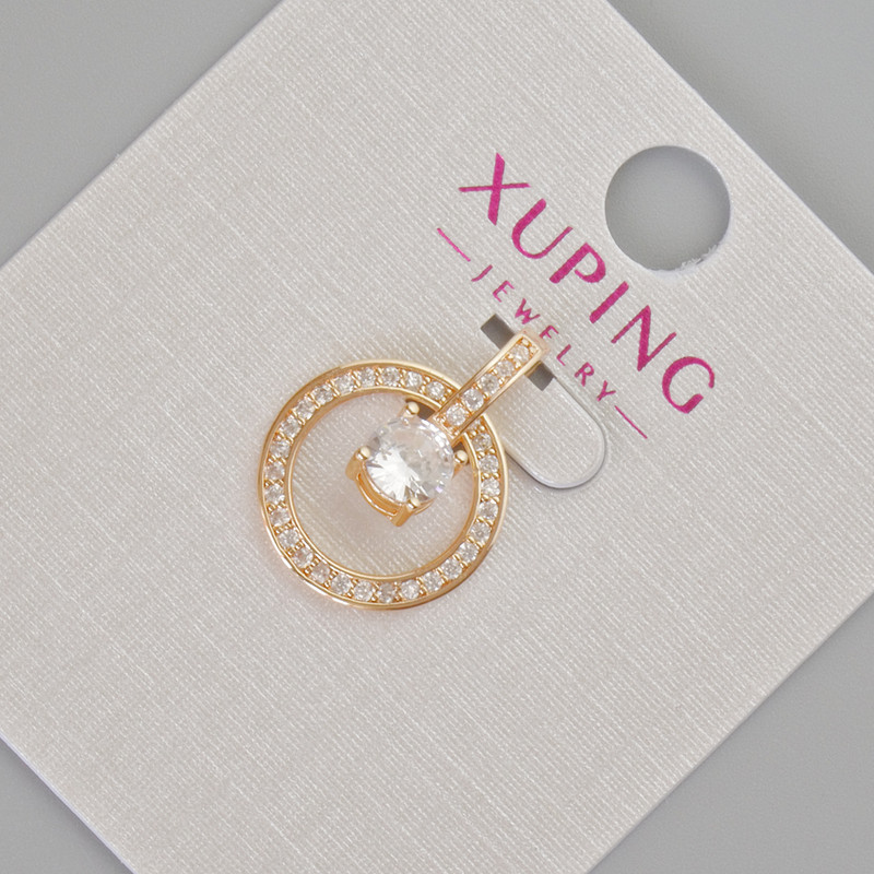 תליון Xuping עם זירקונים לבנים ואבן קריסטל, קוטר 19×14 מ״מ, ציפוי זהב 18K