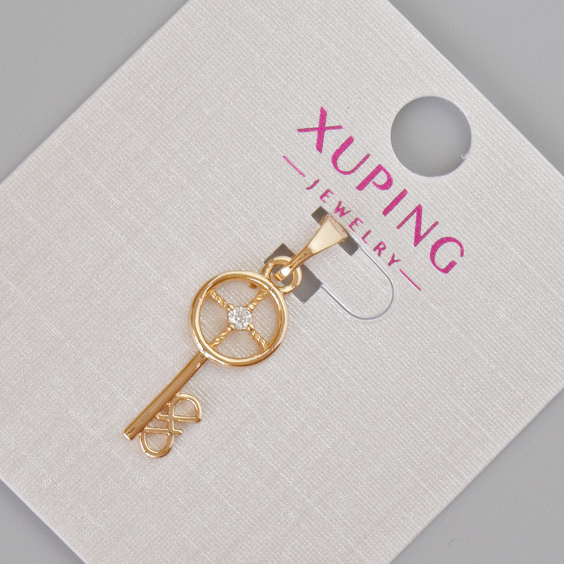 תליון Xuping «מפתח» עם קריסטלים לבנים, קוטר 26×8 מ״מ, מצופה בזהב 18K