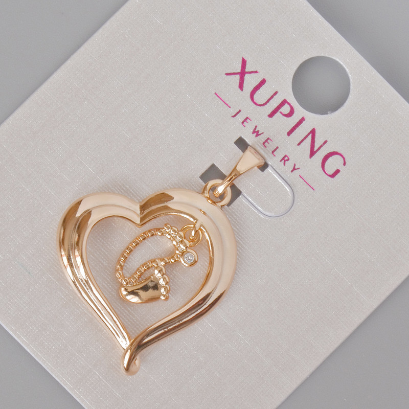 תליון Xuping «לב» עם אבני סטרז לבנות, קוטר 29×20 מ״מ +- ציפוי זהב 18 קראט