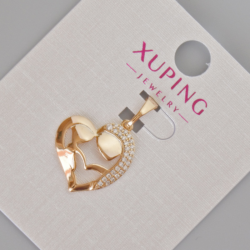תליון Xuping «לב» עם סטרזים לבנים, קוטר 24×16 מ"מ, מצופה בזהב 18K