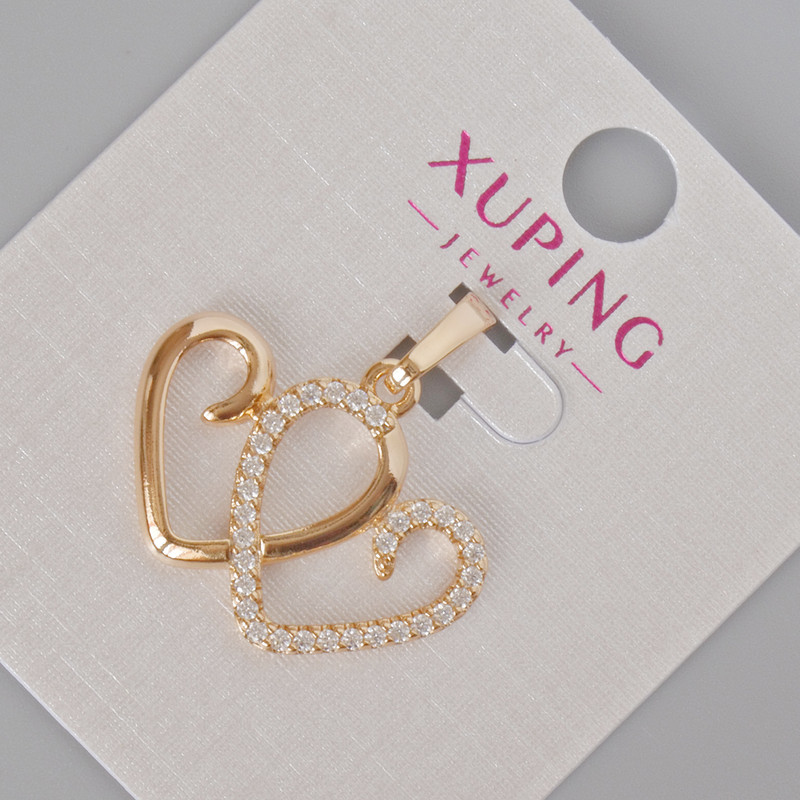 תליון Xuping «לב» עם קריסטלים לבנים, קוטר 24×24 מ״מ ± זהב מצופה 18K