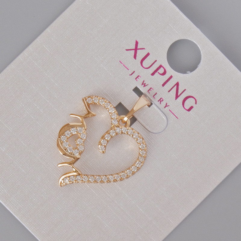 תליון Xuping «לב» עם זרקונים לבנים, קוטר 23×18 מ״מ +- ציפוי זהב 18K