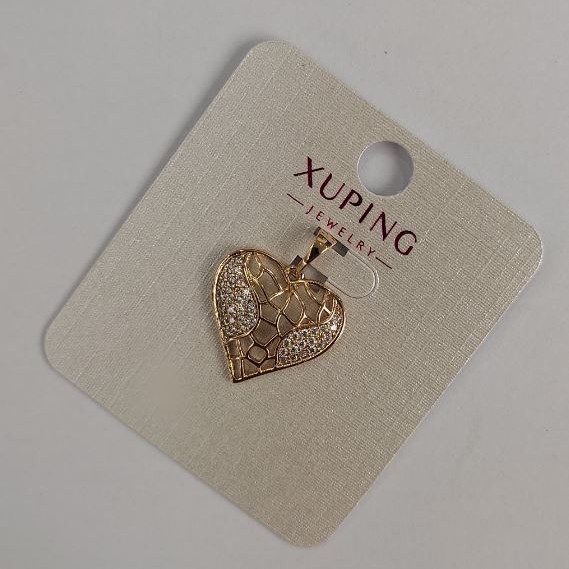 תליון Xuping «לב» עם זרקונים לבנים, קוטר 23×18 מ״מ, ציפוי זהב 18 קראט