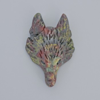 תליון «זאב» מג'ספר «דם הדרקון» אבן טבעית, קוטר 39×25 מ״מ, פתח 2.2 מ״מ