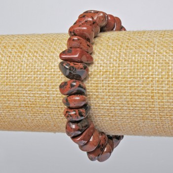 צמיד אובסידיאן טבעי, חרוזים מגולפים, קוטר 15×7 מ״מ +/-; אורך 18 ס״מ +/- (צמיד גמיש)