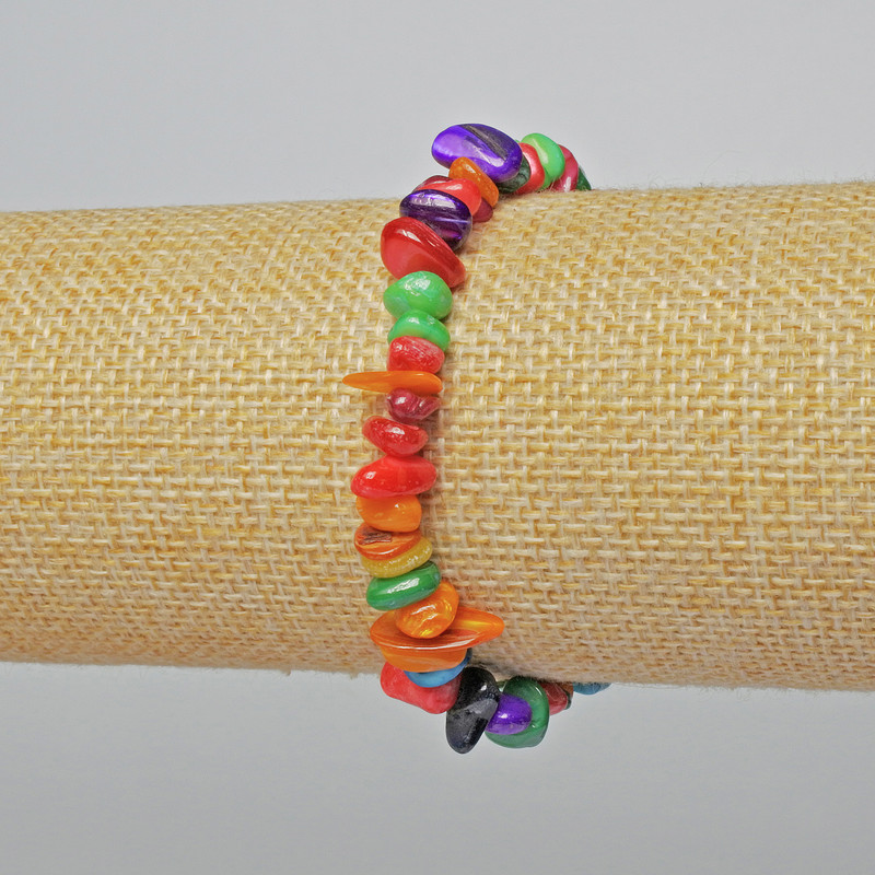צמיד פרלאמוטר מגוון חתיכות זעירות, קוטר 7×4 mm +/-, אורך 18 cm +/- (אלסטי)