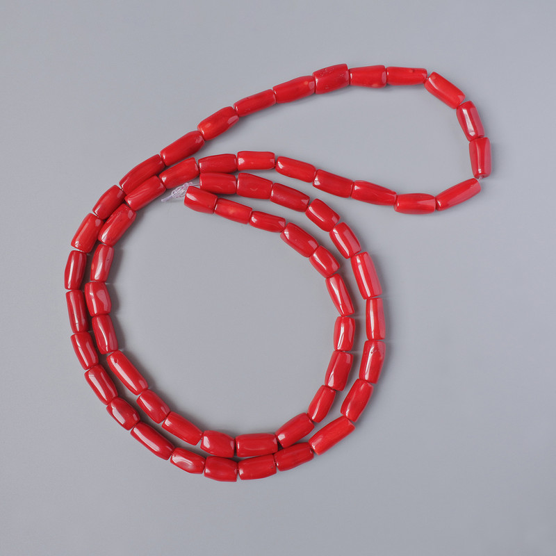 חרוזי אלמוג טבעיים בחיתוך, קוטר 19–28×8–12 מ״מ ±, אורך 110 ס״מ על חוט