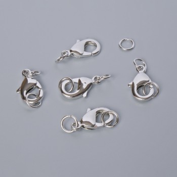 אביזרי פרזול - סוגר קרבינר, קוטר 10×5 מ״מ, צבע מתכת כסוף, יחידה אחת