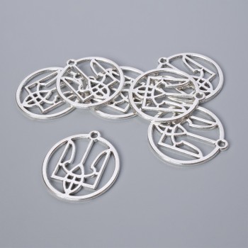 אביזרי תכשיטים – תליון 'סמל משפחתי', קוטר 26.5×25 מ״מ, פתח בקוטר 1.9 מ״מ, אריזה: 7 יחידות ±, צבע המתכת כסוף