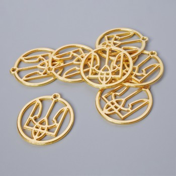 אביזרי תליון «סמל», קוטר 26,5×25 מ״מ, קוטר חור 1,9 מ״מ, כמות 7 יח' ±, צבע זהוב מתכתי