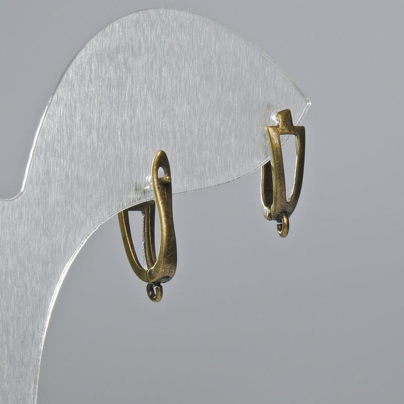 ווים לעגילים בצבע ברונזה מתכת 16×12×5 mm, 1 זוג