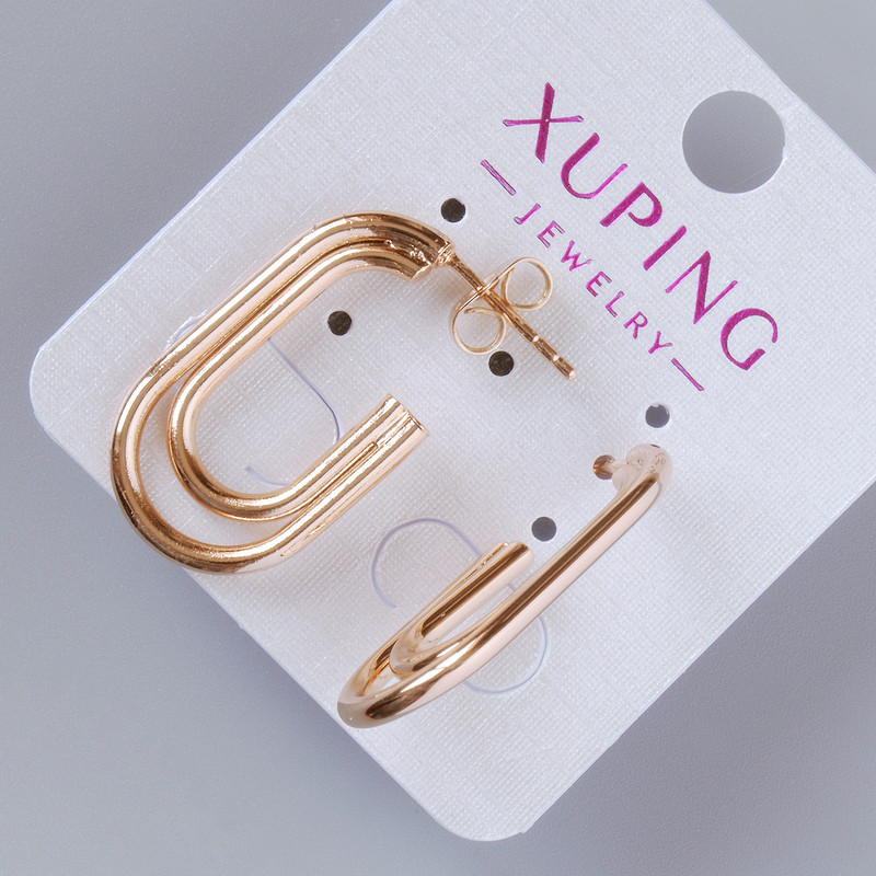 עגילי חוד Xuping, קוטר 29×16 מ״מ ± זהב מצופה 18K