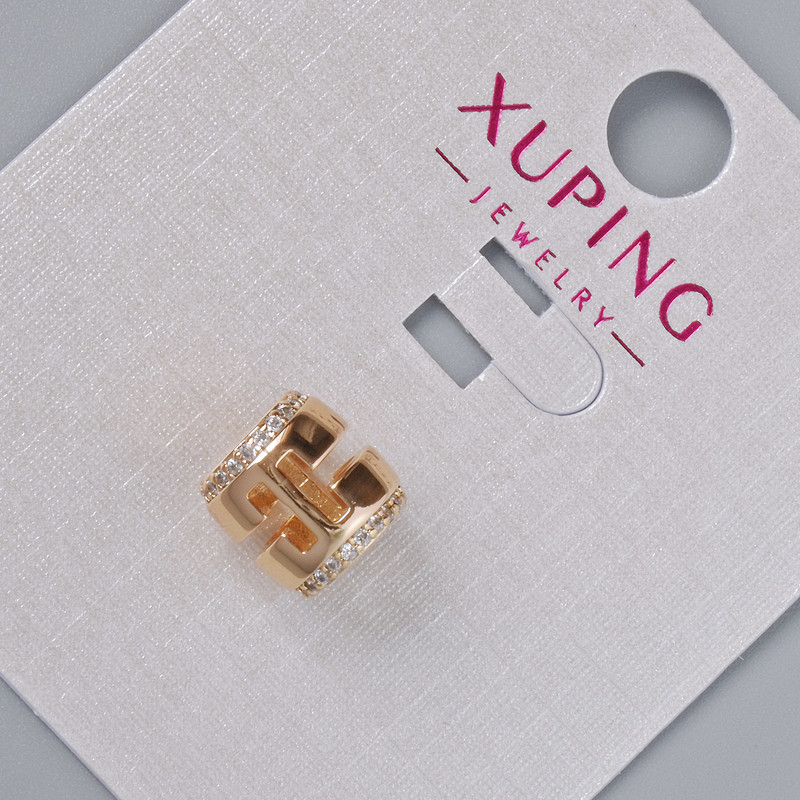 חרוז Xuping עם קריסטלים לבנים, קוטר 8.5×8.5 מ״מ +- פתח בקוטר 4.7 מ״מ +- ציפוי זהב 18K