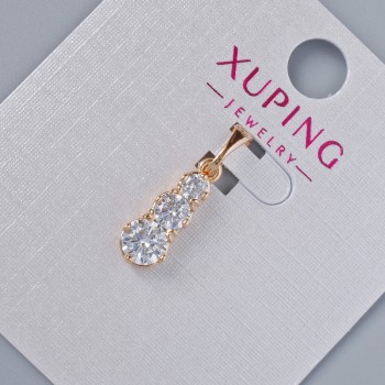 תליון Xuping עם קריסטלים לבנים, קוטר 15×6 מ״מ, אורך 20 מ״מ, ציפוי זהב 18K