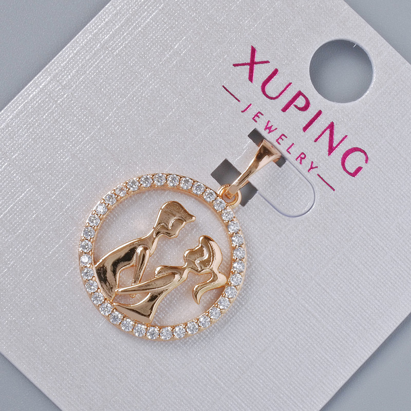 תליון «זוג מאוהב» Xuping עם קריסטלים לבנים, קוטר 20×18 מ״מ ±, אורך 25 מ״מ ±, ציפוי זהב 18K