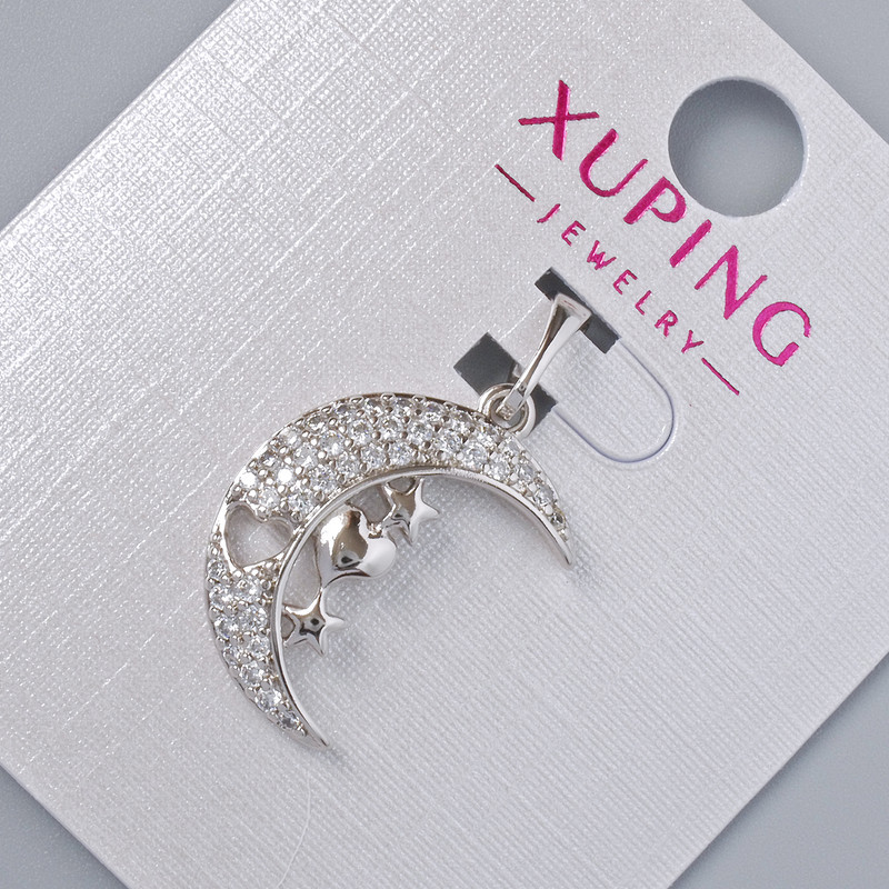 תליון «ירח» Xuping עם קריסטלים לבנים, קוטר 19×14 מ״מ+- אורך 25 מ״מ+- ציפוי רודיום