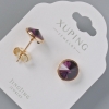 עגילי סטוד Xuping עם אבני Swarovski בצבע בורדו, קוטר 10 מ"מ, זהב מצופה 18K