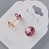 עגילי סטוד Xuping עם קריסטלי Swarovski בצבע ורוד, קוטר 10 מ״מ, זהב 18 קראט