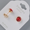 עגילי סטוד Xuping עם קריסטלי Swarovski אדומים, קוטר 9 מ״מ, זהב מצופה 18K
