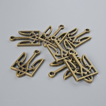 אביזרי תליה – סמל המדינה של אוקראינה, קוטר 15×25 מ״מ ±, אריזה 7 יחידות, צבע מתכת ברונזה