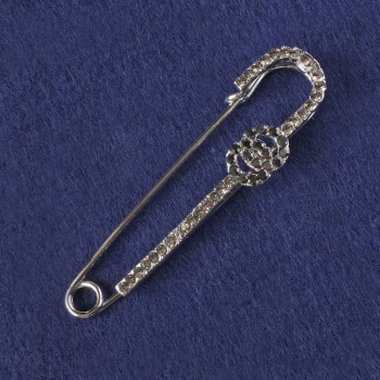 סיכה-מחט לזרקונים שחורים, מתכת כסופה 71×16 מ״מ+