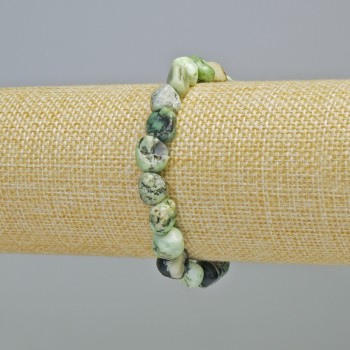 צמיד מאבן טבעית וליט מגולף, קוטר 10 מ״מ ± (אלסטי), אורך 18 ס״מ+