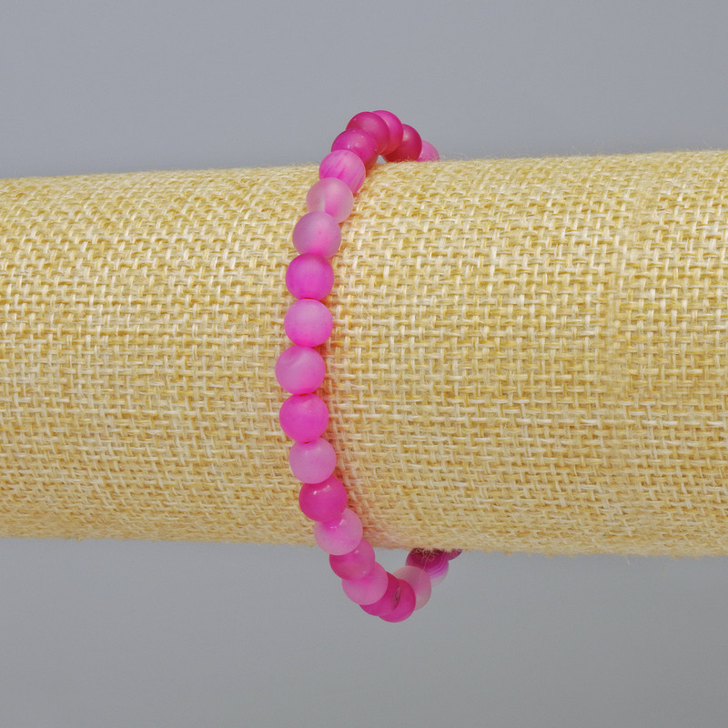 צמיד אגאט אדום פטל מאט, אבן טבעית, כדור חלק, קוטר 6 מ״מ+- (אלסטי), אורך 18 ס״מ+