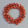 חרוזים מאבן הג'ספר האדומה, אבן טבעית מרובת פנים, קוטר 10×12 מ״מ ±, אורך 37 ס״מ ± על חוט