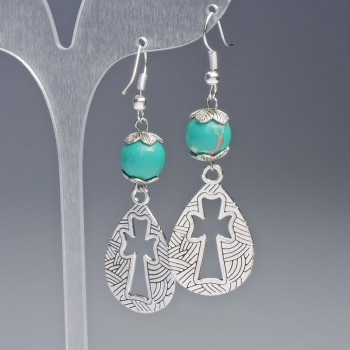 עגילים מווריסציט ירוק: כדור חלק בקוטר 10 מ״מ, 19,5×31 מ״מ ±, אורך 63 מ״מ ± עם תוספות מתכתיות