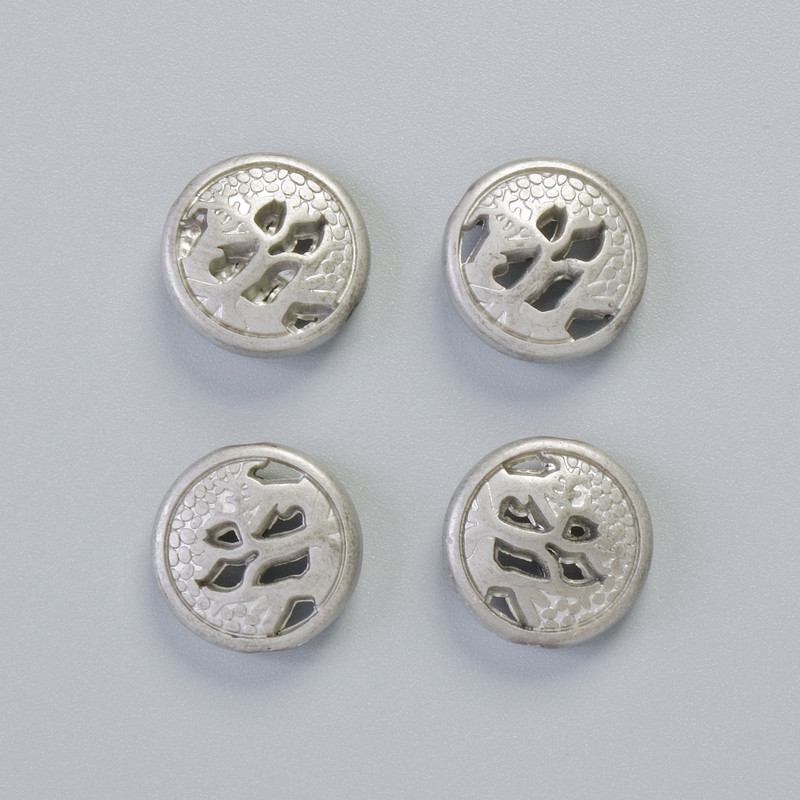 חרוז המטיט בצבע כסוף מאט, קוטר 12×4,5 מ״מ +/- (4 יח')