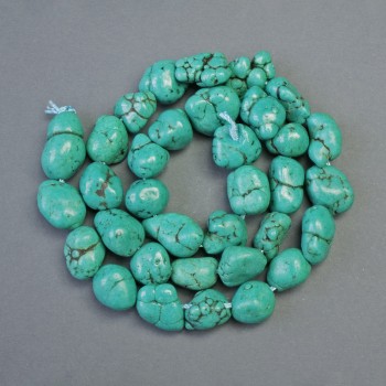 חרוזי הולייט צבועים מאבן טבעית «טורקיז ירוק» סלעים גולמיים עם חיתוך מלוטש, קוטר 9×10 מ״מ, אורך 39 ס״מ על חוט