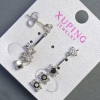 עגילים Xuping עם אבני שחורות 6x30mm רודיום