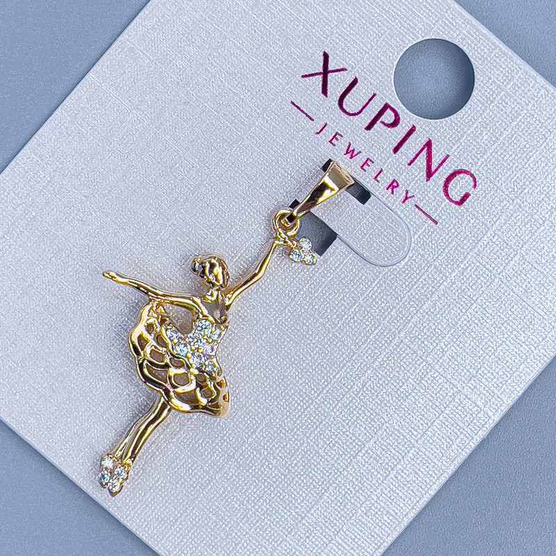 תליון Xuping «ילדה» עם זרקונים לבנים, קוטר 15 מ״מ +-, אורך 34 מ״מ +-, זהב מצופה 18K